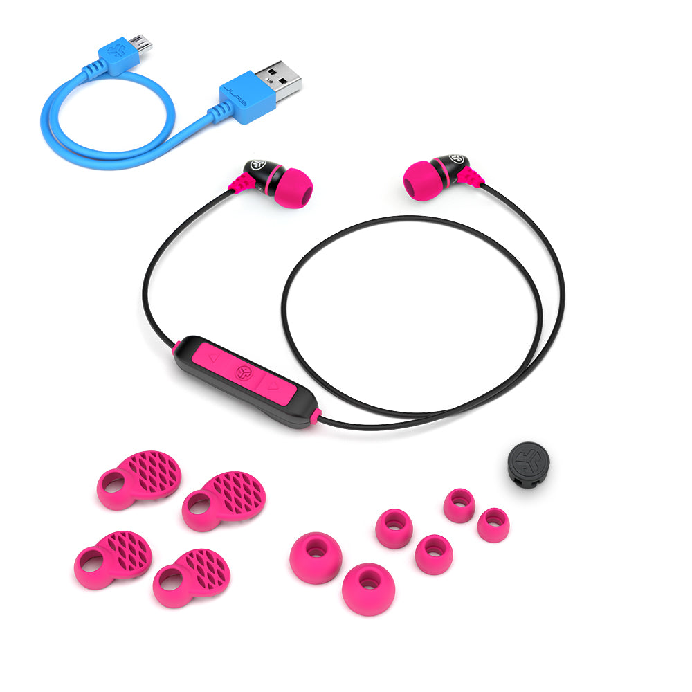 Metal Wireless Rugged Earbuds Black / Pink